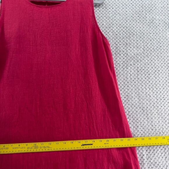 Terzo Millennio Dress Womens L Red Linen Tank Maxi Tiered Boat Neck Sleeveless - Picture 6 of 14